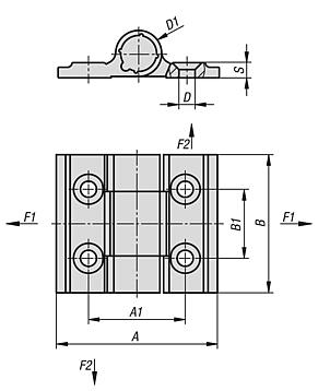 Spring hinges aluminium profile, 0.2 Nm
