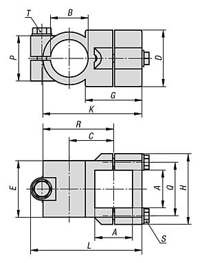 Tube clamps cross aluminium - inch