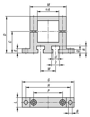 铝制法兰夹紧件，适用于方形推杆