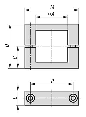 铝制法兰夹紧件，适用于方形推杆