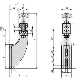 带十字把手的可调塑料侧导向装置支架