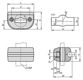 用于圆形侧导向装置的
扁铁塑料单夹具