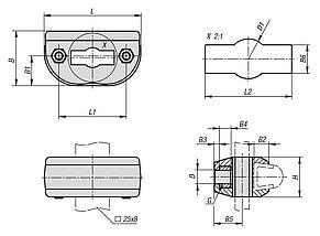 用于带圆锥形固定轮廓的侧导向装置的
扁铁塑料单夹具