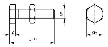 钢制止动螺栓，强度等级 8.8。