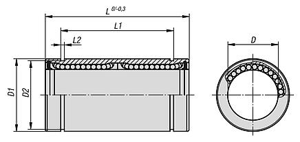 钢制串联线性滚珠轴承，带塑料保持架