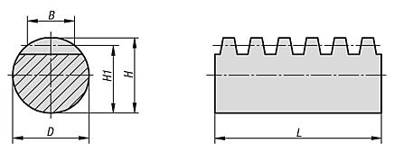 不锈钢圆形齿条 齿部铣削，竖直啮合，啮合角 20°