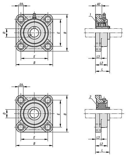法兰轴承座单元，不锈钢壳体