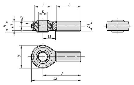 万向接头，带滑动轴承，外螺纹，窄型，DIN ISO 12240-1 免维护
