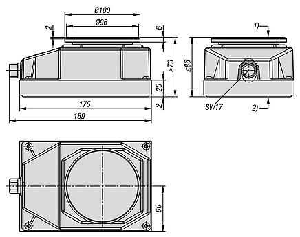 钢制找平楔，独立式，带丁腈橡胶接触面