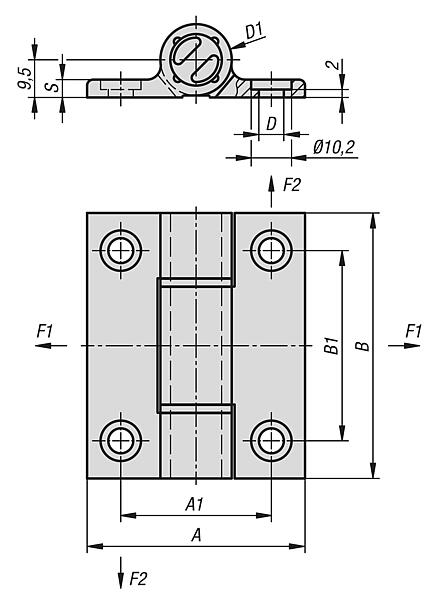 不锈钢弹簧铰链，0.7 Nm