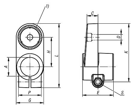 Tube clamps, swivel half, aluminium, with sunken teeth