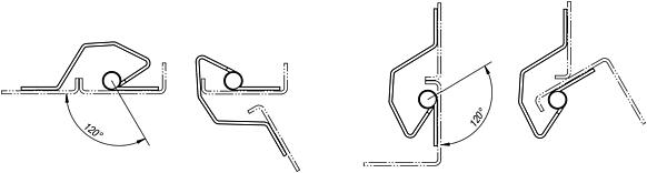 Piano hinges, steel, in-frame, with gooseneck and 120° opening angle 