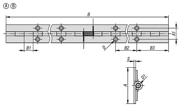不锈钢弹簧条形铰链