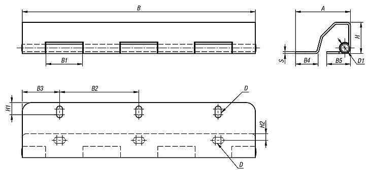 Piano hinges, steel, in-frame, with gooseneck and 90° opening angle