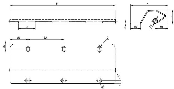 Piano hinges, steel, in-frame, with gooseneck and 120° opening angle 