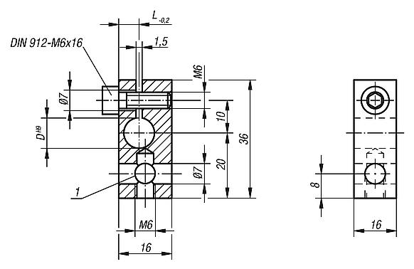 Joint blocks, steel, length 36 mm