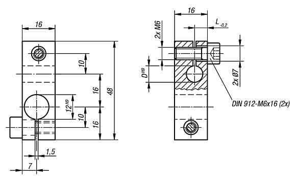 Joint blocks, steel, length 48 mm