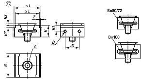 Wedge clamps, steel, Form C, with step