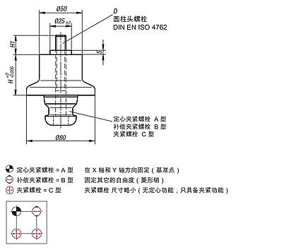 UNILOCK 5 轴缩小适配器，系统尺寸 80 mm
