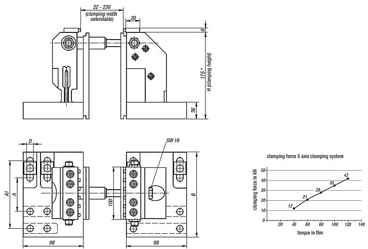 5 Axis clamping system for T-slots