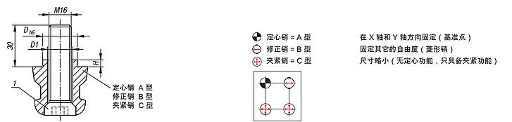 UNILOCK 夹紧销 带通孔，系统尺寸 80 mm
