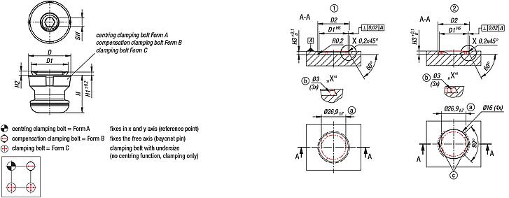 UNILOCK dovetail clamping bolts 
system size 80 mm