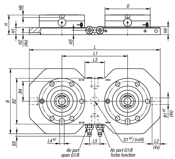 UNILOCK 2x clamping stations, with rotation lock
