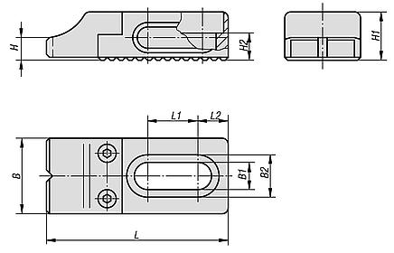 钢制可调固定夹具，下沉，带经打磨的止动面