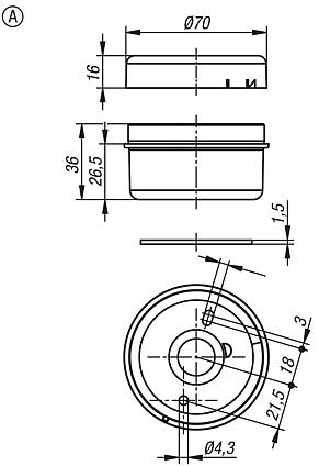 Connecting element, Ø70 mm 12-230 V AC/DC, Form A