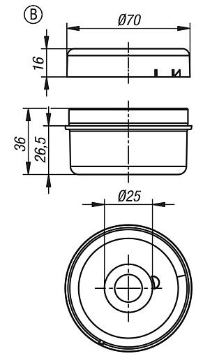 Connecting element, Ø70 mm 12-230 V AC/DC, Form B
