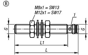 Inductive proximity switches, Form B, threaded housing with connector