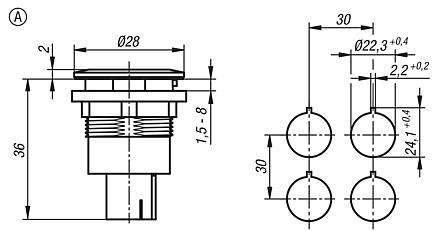 RJ45 fitted sockets, Form A, with socket