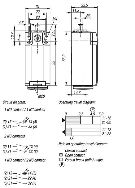 Mechanical position switch plastic housing