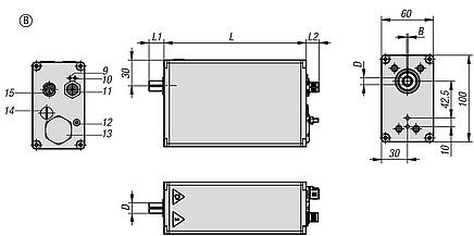 用于推杆的不锈钢或铝制执行器，B 型