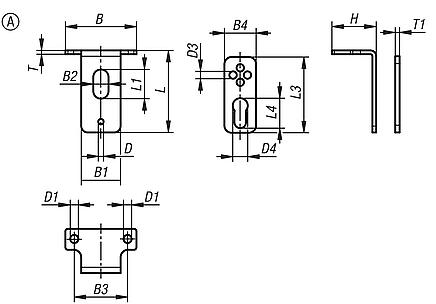 Mounting sets, stainless steel, for actuators, Form A