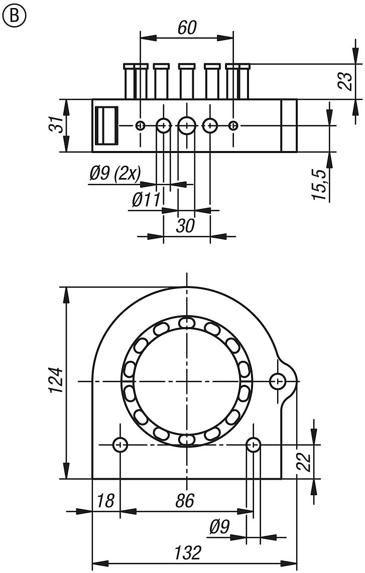 Connecting elements with tension relief, Form B