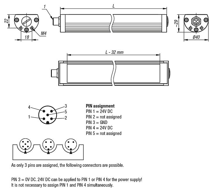 LED machine lamps in aluminium housing, 5600K, dimmable, 24 volt DC, safety glass