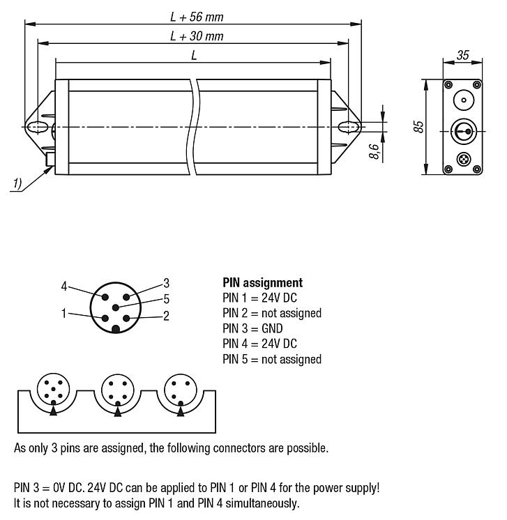 LED workstation lamps in aluminium housing, 5200 - 5700K, dimmable, 24 volt DC