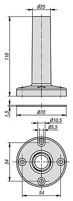 带有直径 25 mm 集成式管材的支座