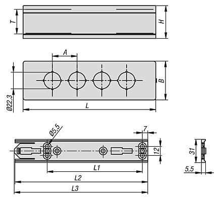 Housing for control and signaling devices 
installation opening Ø 22.3 mm