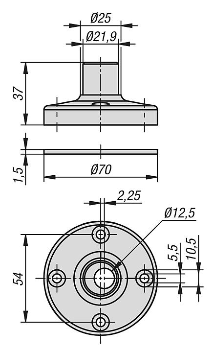 直径 25 mm 管材的支座