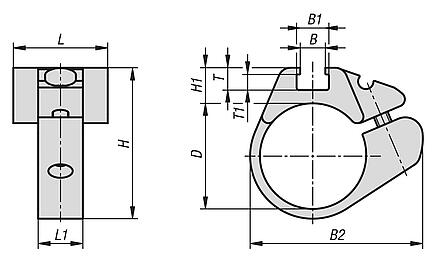 带 T 型槽的传感器支架
适用于圆形气缸