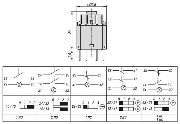 接触元件可发光 扁插头接口 按钮功能 BZ 型