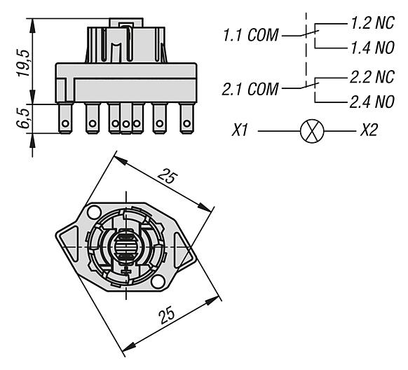 接触元件可发光 扁插头接口 按钮功能 CT 型