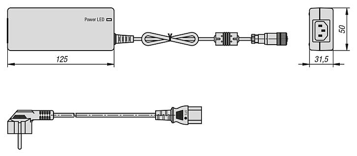 电源模块 24V DC，60W，2.5A，输入端 90-264V AC，带 M12 A 编码插座