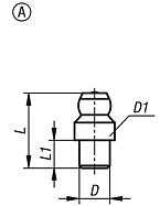 Grease nipples conical head DIN 71412 to press in, Form A