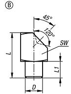 漏斗形润滑油嘴，符合 DIN 3405，用于压入，B 型