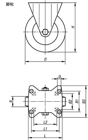 钢板脚轮，带软橡胶轮胎