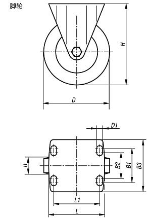 带 Extrathane 胎面焊接钢制脚轮，重型规格