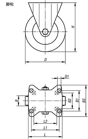带尼龙轮不锈钢脚轮，标准型